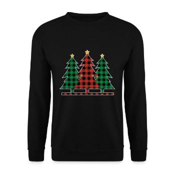Lustige Weihnachtselemente Dezember Karierte Weihnachten - Unisex Pullover - Schwarz - Vorne - Alina (178cm) & Michal (187cm)