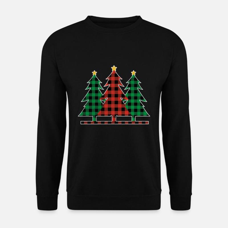 Lustige Weihnachtselemente Dezember Karierte Weihnachten - Unisex Pullover - Schwarz