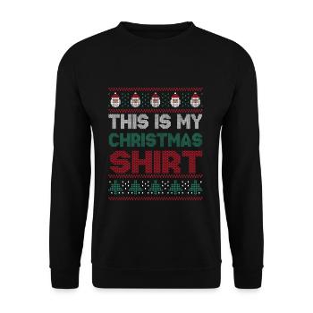 Santa Ugly Dezember Feiertag Hässlich Das mein Weihnachten - Unisex Pullover - Schwarz - Vorne - Alina (178cm) & Michal (187cm)