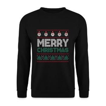 Santa Merry Dezember Feiertag Hässliche Weihnachten - Unisex Pullover - Schwarz - Vorne - Alina (178cm) & Michal (187cm)