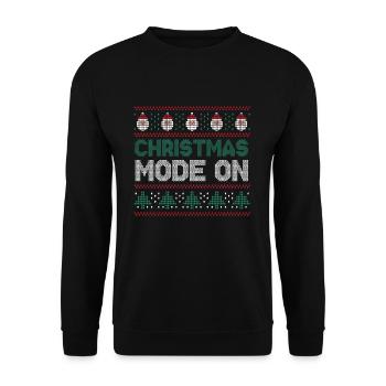 Santa Happy December Modus an hässlichen Weihnachten - Unisex Pullover - Schwarz - Vorne - Alina (178cm) & Michal (187cm)