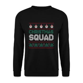 Santa Happy December Squad Hässliche Weihnachten - Unisex Pullover - Schwarz - Vorne - Alina (178cm) & Michal (187cm)