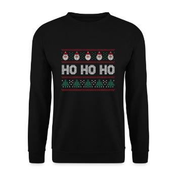 Santa Ugly Dezember Hässliches Lachen Ho Ho Weihnachten - Unisex Pullover - Schwarz - Vorne - Alina (178cm) & Michal (187cm)