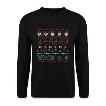 Süßer Santa Ugly Dezember Feiertag Hässliche Weihnachten - Unisex Pullover - Schwarz - Vorne - Alina (178cm) & Michal (187cm)