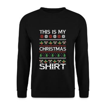 Schnee hässlich Dezember Urlaub hässlich Das mein Weihnachten - Unisex Pullover - Schwarz - Vorne - Alina (178cm) & Michal (187cm)