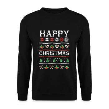 Schnee Hässlich Frohe Dezemberferien Hässliche Weihnachten - Unisex Pullover - Schwarz - Vorne - Alina (178cm) & Michal (187cm)