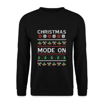 Schnee hässlich Glücklicher Dezember-Modus an hässlichen Weihnachten - Unisex Pullover - Schwarz - Vorne - Alina (178cm) & Michal (187cm)