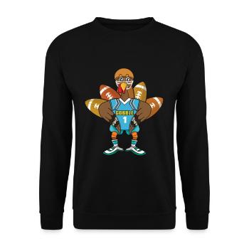 Rugby Turkey Bird Gobble Football Fan Thanksgiving - Unisex Sweatshirt - black - Front - Alina (178cm) & Michal (187cm)