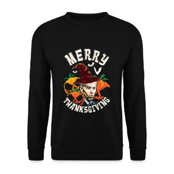Funny President Joe Thanksgiving Season Autumn - Unisex Sweatshirt - black - Front - Alina (178cm) & Michal (187cm)