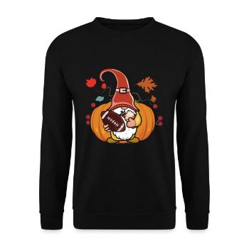 Rugby Gnome Elf Football Fan Thanksgiving - Unisex Pullover - Schwarz - Vorne - Alina (178cm) & Michal (187cm)