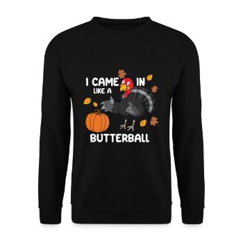 Funny Pumpkin And Turkey Thanksgiving - Unisex Pullover - Schwarz - Vorne - Alina (178cm) & Michal (187cm)