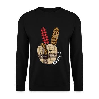 Turkey Love Peace Autumn Pattern Fall Thanksgiving - Unisex Sweatshirt - black - Front - Alina (178cm) & Michal (187cm)