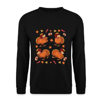 Rugby Cute Turkey Football Fan Thanksgiving - Unisex Sweatshirt - black - Front - Alina (178cm) & Michal (187cm)