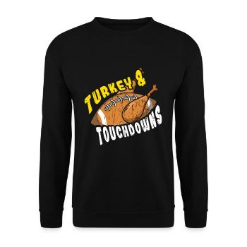 Thanksgiving Roasted Turkey Touchdown Football - Unisex Sweatshirt - black - Front - Alina (178cm) & Michal (187cm)