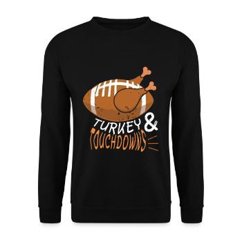 Thanksgiving Roast Turkey Touchdown Football - Unisex Sweatshirt - black - Front - Alina (178cm) & Michal (187cm)