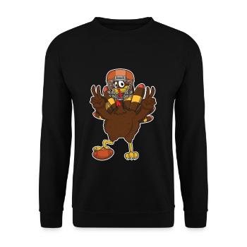 Thanksgiving Funny Peace Turkey Touchdown Football - Unisex Sweatshirt - black - Front - Alina (178cm) & Michal (187cm)