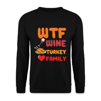 Qu’est-ce Wine Turkey drôle Thanksgiving - Sweat-shirt Unisexe - noir - Devant - Alina (178cm) & Michal (187cm)