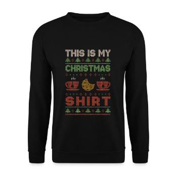 Ugly December Holiday Ugly This My Christmas - Unisex Pullover - Schwarz - Vorne - Alina (178cm) & Michal (187cm)