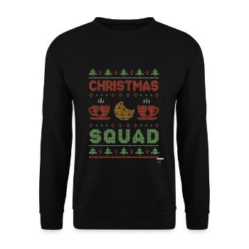 Ugly Happy December Holiday Squad Ugly Christmas - Unisex Pullover - Schwarz - Vorne - Alina (178cm) & Michal (187cm)
