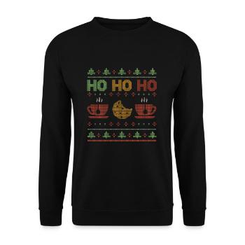 Ugly December Holiday Ugly Laugh Ho Ho Christmas - Unisex Pullover - Schwarz - Vorne - Alina (178cm) & Michal (187cm)