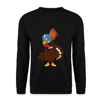 Thanksgiving Funny Turkey Touchdown Football - Unisex Sweatshirt - black - Front - Alina (178cm) & Michal (187cm)