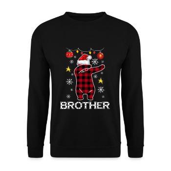 Plaid Bear Dabbing für Bro Dezember Weihnachten - Unisex Pullover - Schwarz - Vorne - Alina (178cm) & Michal (187cm)