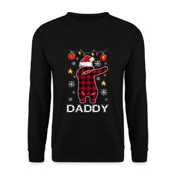Plaid Bär Dabbing für Papa Dezember Weihnachten - Unisex Pullover - Schwarz - Vorne - Alina (178cm) & Michal (187cm)