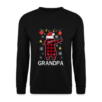 Plaid Bear Dabbing für Opa Dezember Weihnachten - Unisex Pullover - Schwarz - Vorne - Alina (178cm) & Michal (187cm)
