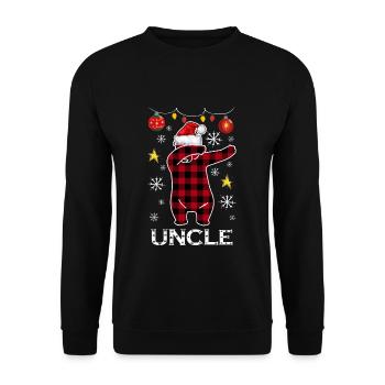 Plaid Bär Dabbing für Onkel Dezember Weihnachten - Unisex Pullover - Schwarz - Vorne - Alina (178cm) & Michal (187cm)