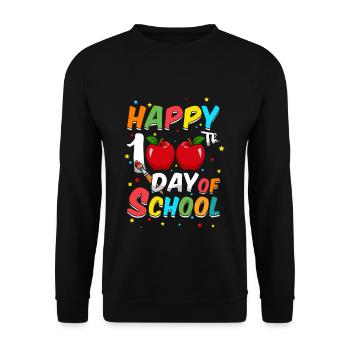 Étudiant heureux 100e jour 100 jours d’école - Sweat-shirt Unisexe - noir - Devant - Alina (178cm) & Michal (187cm)