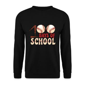 Baseball Ball Schüler 100. Tag 100 Tage Schule - Unisex Pullover - Schwarz - Vorne - Alina (178cm) & Michal (187cm)
