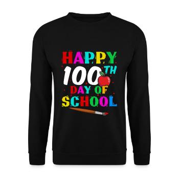 Étudiant heureux 100e jour Apple 100 jours d’école - Sweat-shirt Unisexe - noir - Devant - Alina (178cm) & Michal (187cm)
