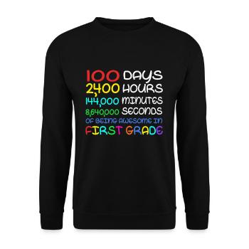 100. Tag 1. Klasse Awesome 100 Tage Schule - Unisex Pullover - Schwarz - Vorne - Alina (178cm) & Michal (187cm)