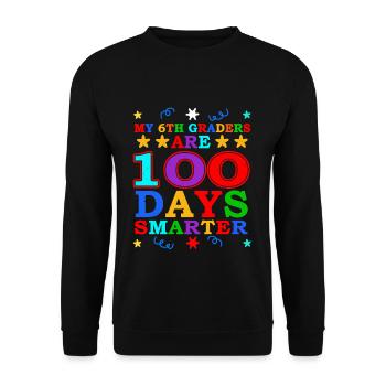 100. Tag 6. Klasse Lehrer 100 Tage Schule - Unisex Pullover - Schwarz - Vorne - Alina (178cm) & Michal (187cm)