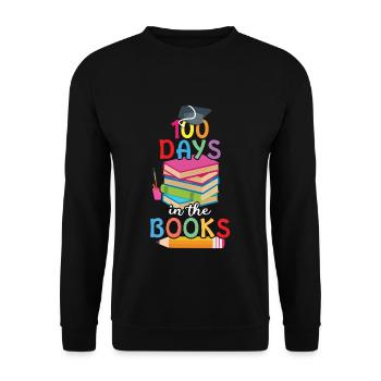 Schüler 100. Tag in Büchern 100 Tage Schule - Unisex Pullover - Schwarz - Vorne - Alina (178cm) & Michal (187cm)