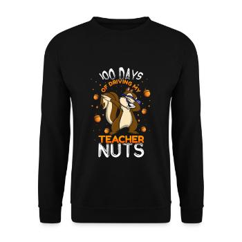 Schüler 100. Tag Lehrer Nüsse 100 Tage Schule - Unisex Pullover - Schwarz - Vorne - Alina (178cm) & Michal (187cm)