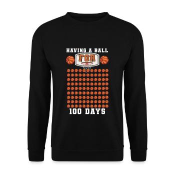 Étudiant 100e jour de basketball 100 jours d’école - Sweat-shirt Unisexe - noir - Devant - Alina (178cm) & Michal (187cm)
