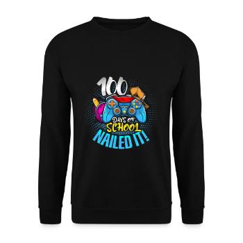 Schüler 100th Day Gamer nagelte 100 Tage Schule - Unisex Pullover - Schwarz - Vorne - Alina (178cm) & Michal (187cm)