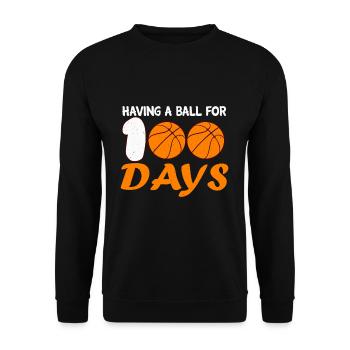Basketball 100e jour de sport 100 jours d’école - Sweat-shirt Unisexe - noir - Devant - Alina (178cm) & Michal (187cm)
