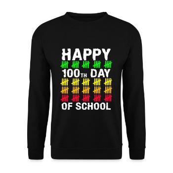 Stick Student 100. Tag Glückliche 100 Tage Schule - Unisex Pullover - Schwarz - Vorne - Alina (178cm) & Michal (187cm)