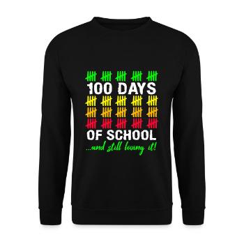 Stick 100. Tag Liebt Immer Noch 100 Tage Schule - Unisex Pullover - Schwarz - Vorne - Alina (178cm) & Michal (187cm)