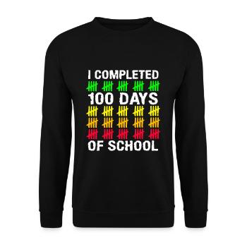 Stick Student 100. Tag Abschließen 100 Tage Schule - Unisex Pullover - Schwarz - Vorne - Alina (178cm) & Michal (187cm)