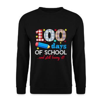 Plaid 100e jour toujours aimant 100 jours d’école - Sweat-shirt Unisexe - noir - Devant - Alina (178cm) & Michal (187cm)