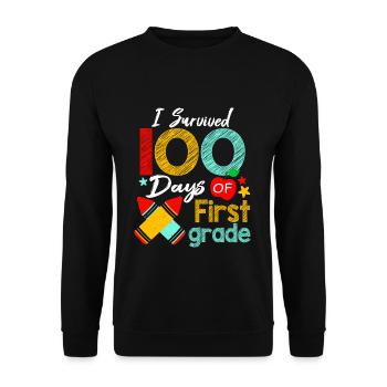 Farben überlebten 1. Klasse 100 Schultage - Unisex Pullover - Schwarz - Vorne - Alina (178cm) & Michal (187cm)