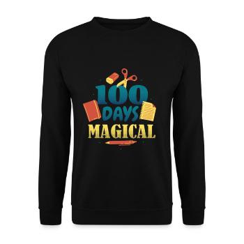 Bücher Stift 100. Tag Magische 100 Tage Schule - Unisex Pullover - Schwarz - Vorne - Alina (178cm) & Michal (187cm)