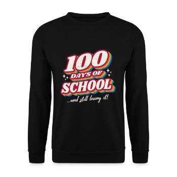 Étudiant rétro 100e jour aimant 100 jours d’école - Sweat-shirt Unisexe - noir - Devant - Alina (178cm) & Michal (187cm)