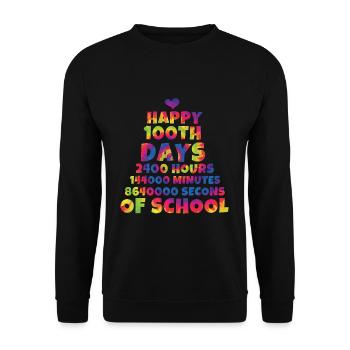 Joyeux 100e jour Tie Dye Color 100 jours d’école - Sweat-shirt Unisexe - noir - Devant - Alina (178cm) & Michal (187cm)