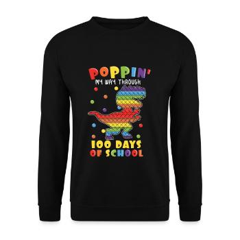 100th Day Pop Fidget Dinosaur 100 Days Of School - Unisex Sweatshirt - black - Front - Alina (178cm) & Michal (187cm)