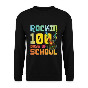 100e jour de guitare à bascule 100 jours d’école - Sweat-shirt Unisexe - noir - Devant - Alina (178cm) & Michal (187cm)