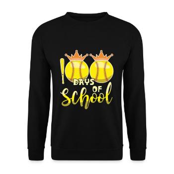 100e jour de baseball softball 100 jours d’école - Sweat-shirt Unisexe - noir - Devant - Alina (178cm) & Michal (187cm)